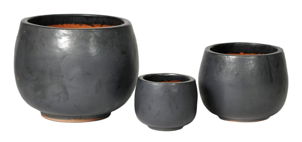 Glazed Pot Bowl Matt Black S3 D27/53H18/38