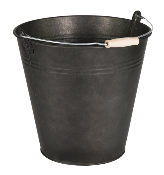 Zinc Vintage Black Bucket  Wooden Handle D28H27
